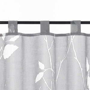 Cafe Curtain Semi-Sheer Leaf Pattern with Tab-Top Hanging
