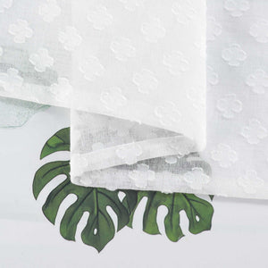 Cafe Curtain in Patchwork Style with Clover Pattern, 2 Pieces, with Tab-Top Design - Green, H x W 45 x 120cm