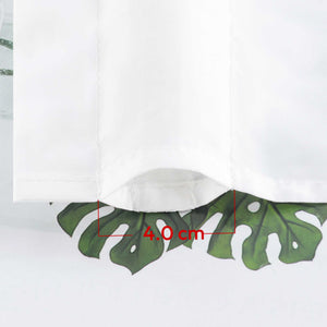 Cafe Curtain in Patchwork Style with Clover Pattern, 2 Pieces, with Rod-Pocket Design - Green, H x W 45 x 90cm