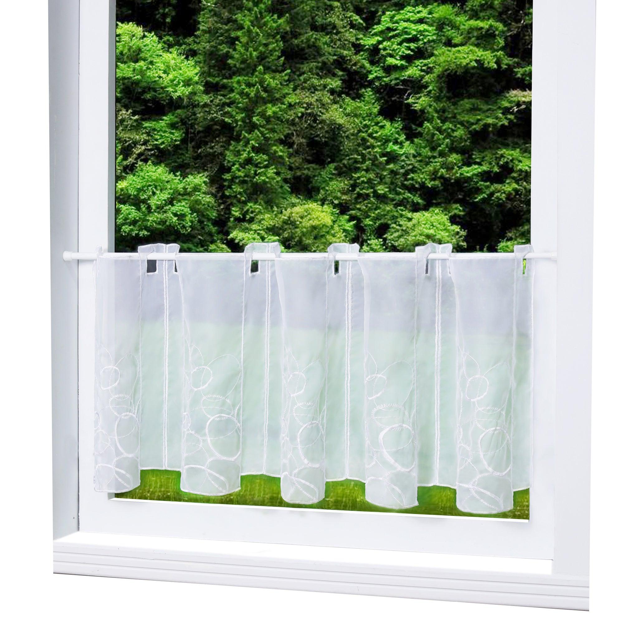Cafe Curtain Sheer Circle Pattern Light-Filtering 1 Piece - Purple, H x W 60 x 144cm