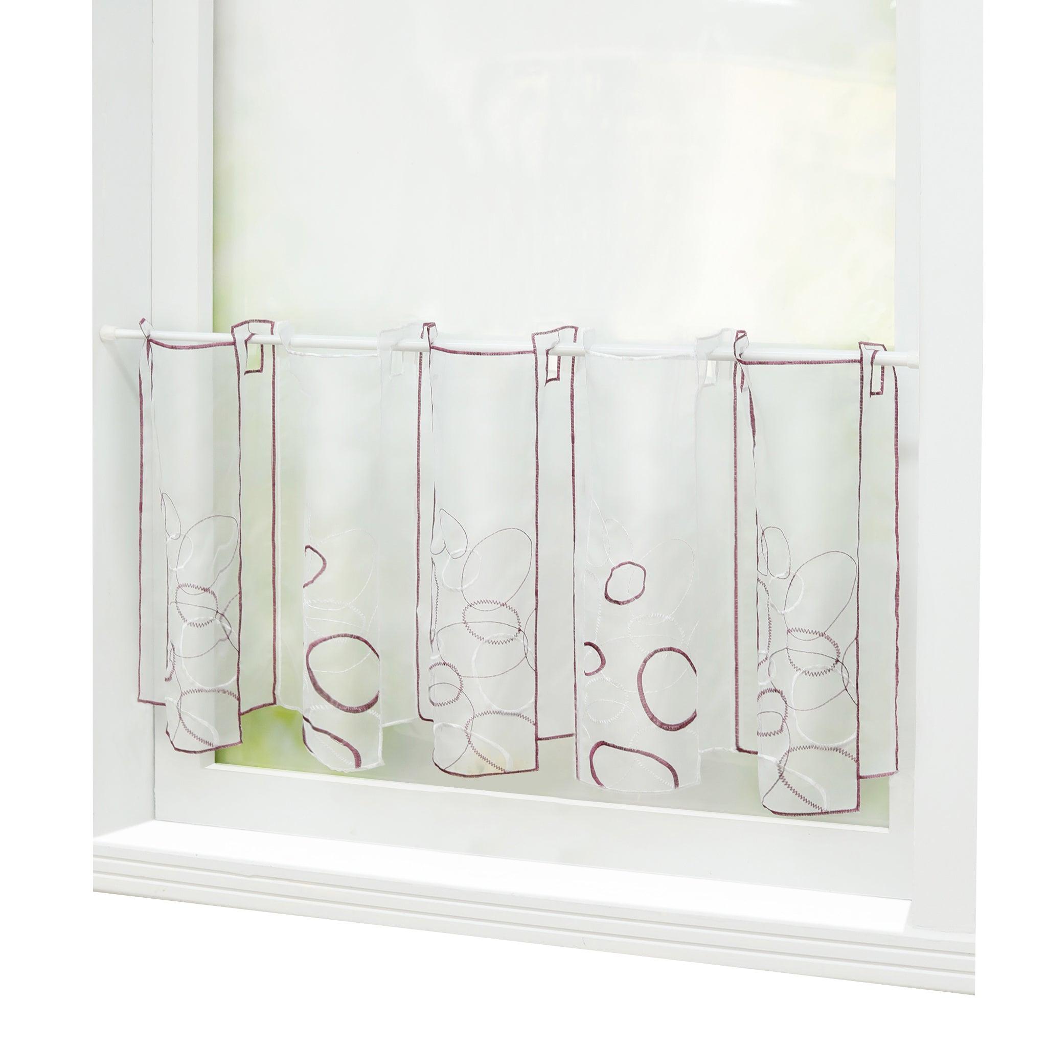 Cafe Curtain Sheer Circle Pattern Light-Filtering 1 Piece - Purple, H x W 30 x 96cm