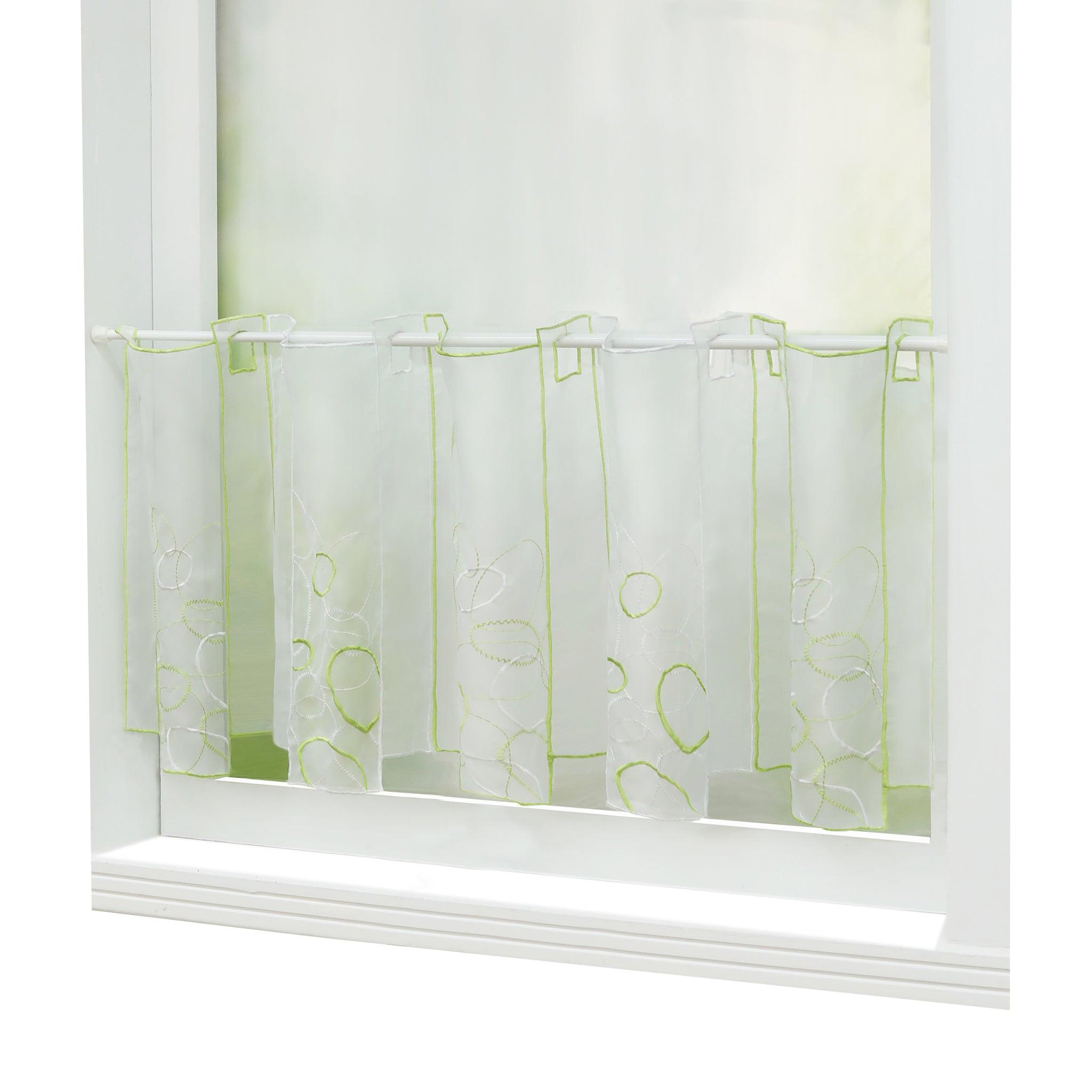 Cafe Curtain Sheer Circle Pattern Light-Filtering 1 Piece - Green, H x W 30 x 96cm