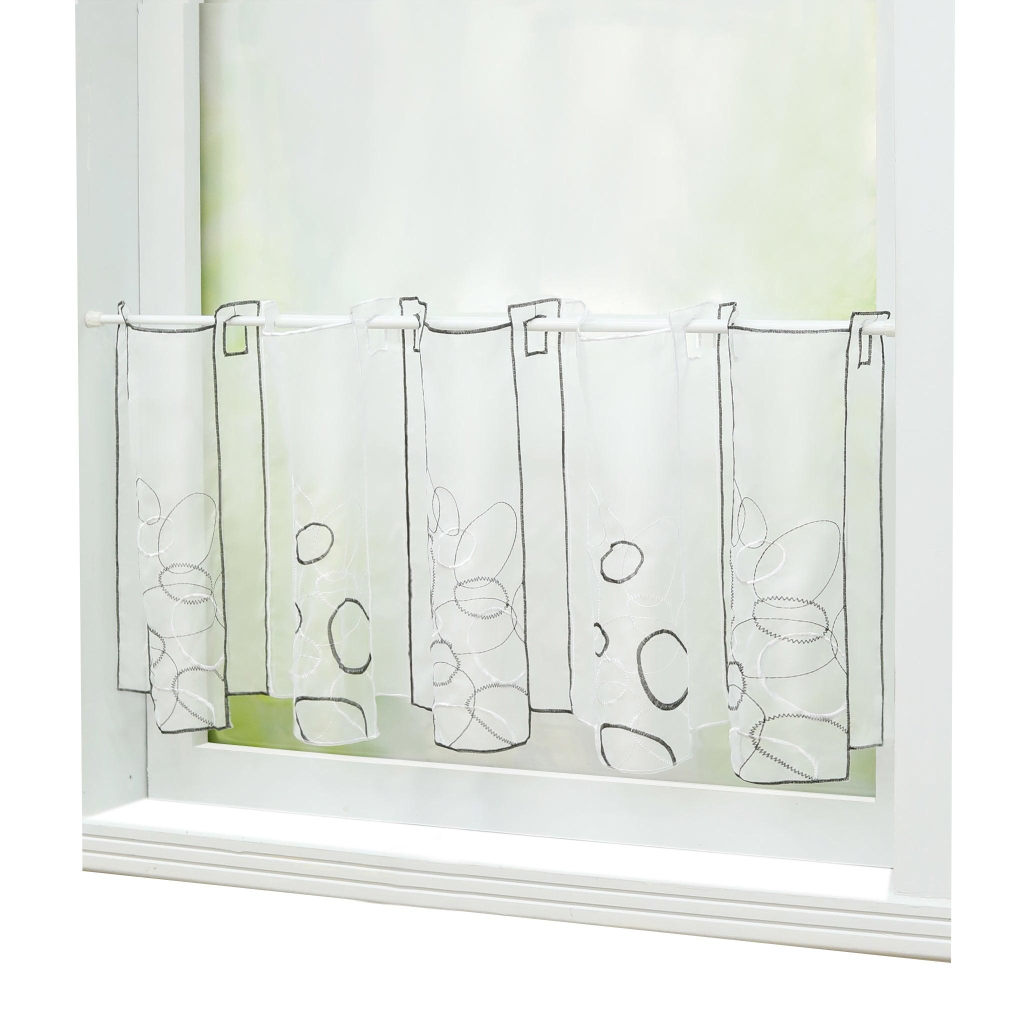 Cafe Curtain Sheer Circle Pattern Light-Filtering 1 Piece - White, H x W 60 x 128cm