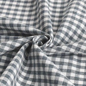 Short Curtains in Valance Style with Check Pattern Set of 2 - Beige, H x W 90 x 110cm