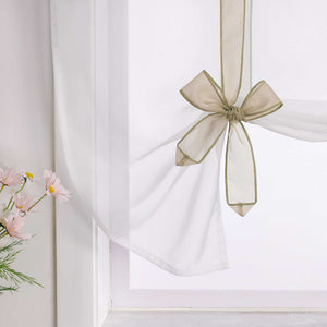 Roman Shade with Bow Design Sheer Height-Adjustable Window Decor 1 Piece