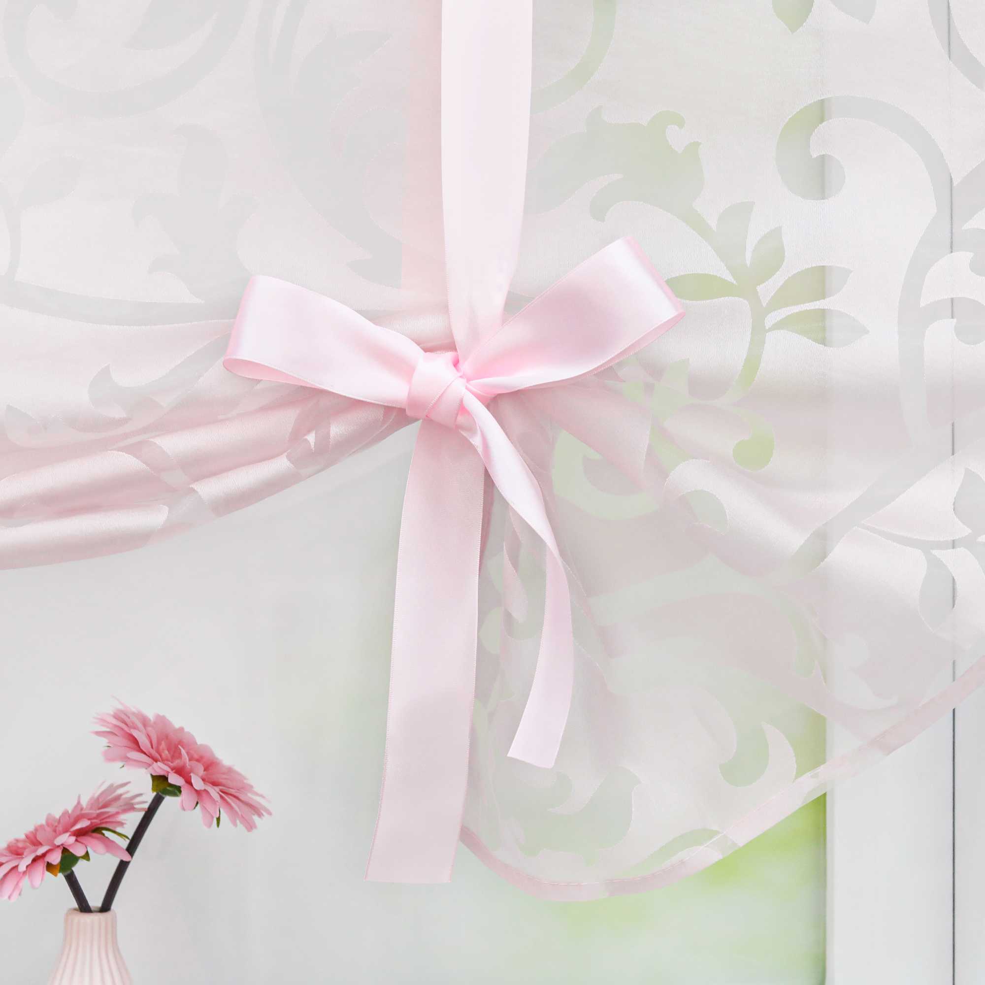 Roman Shade with Rod Pocket with Floral Pattern 1 Piece - Gray, W x H 100 x 140cm