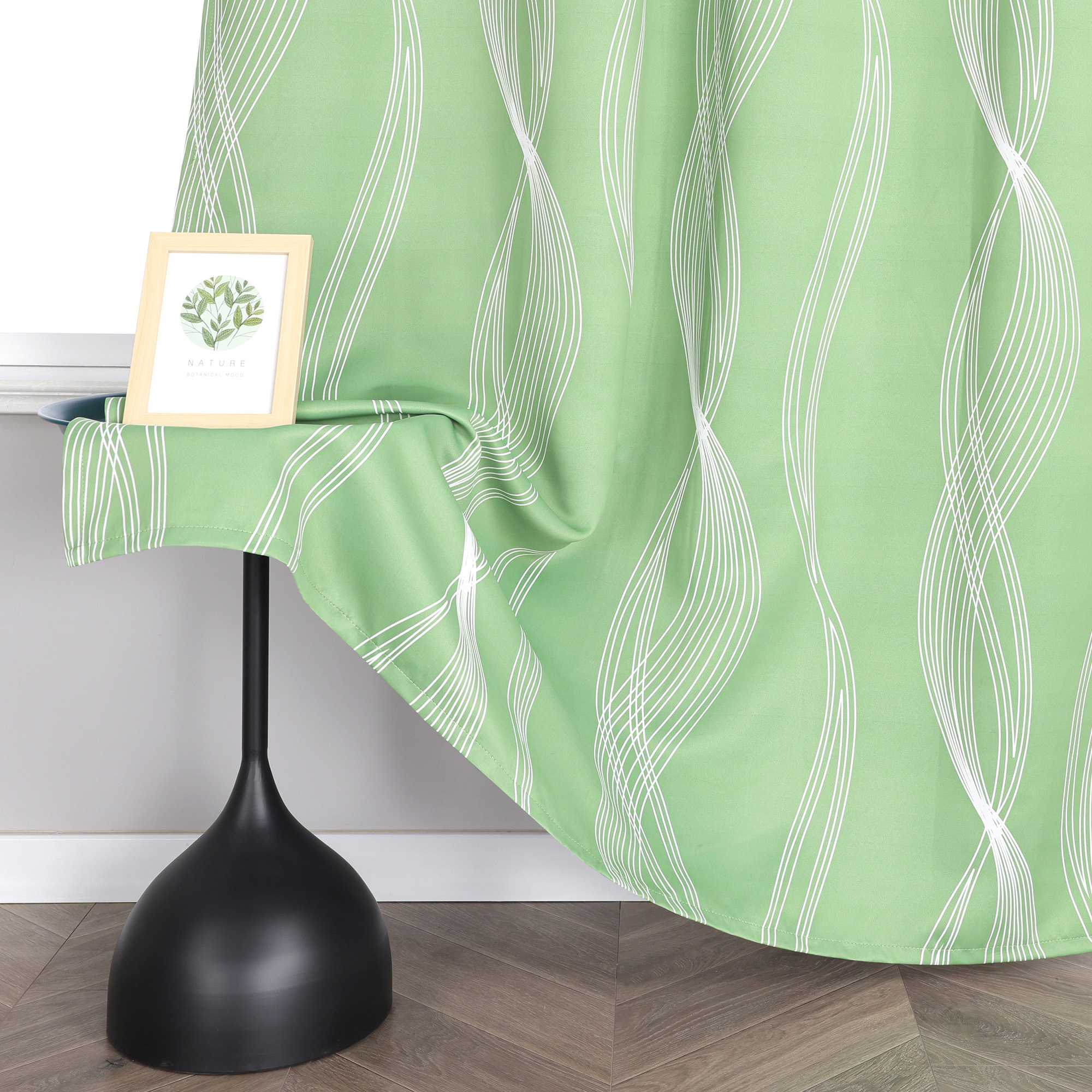 Blackout Grommet Curtain Opaque Thermal with Water-Wave Pattern 1 Piece