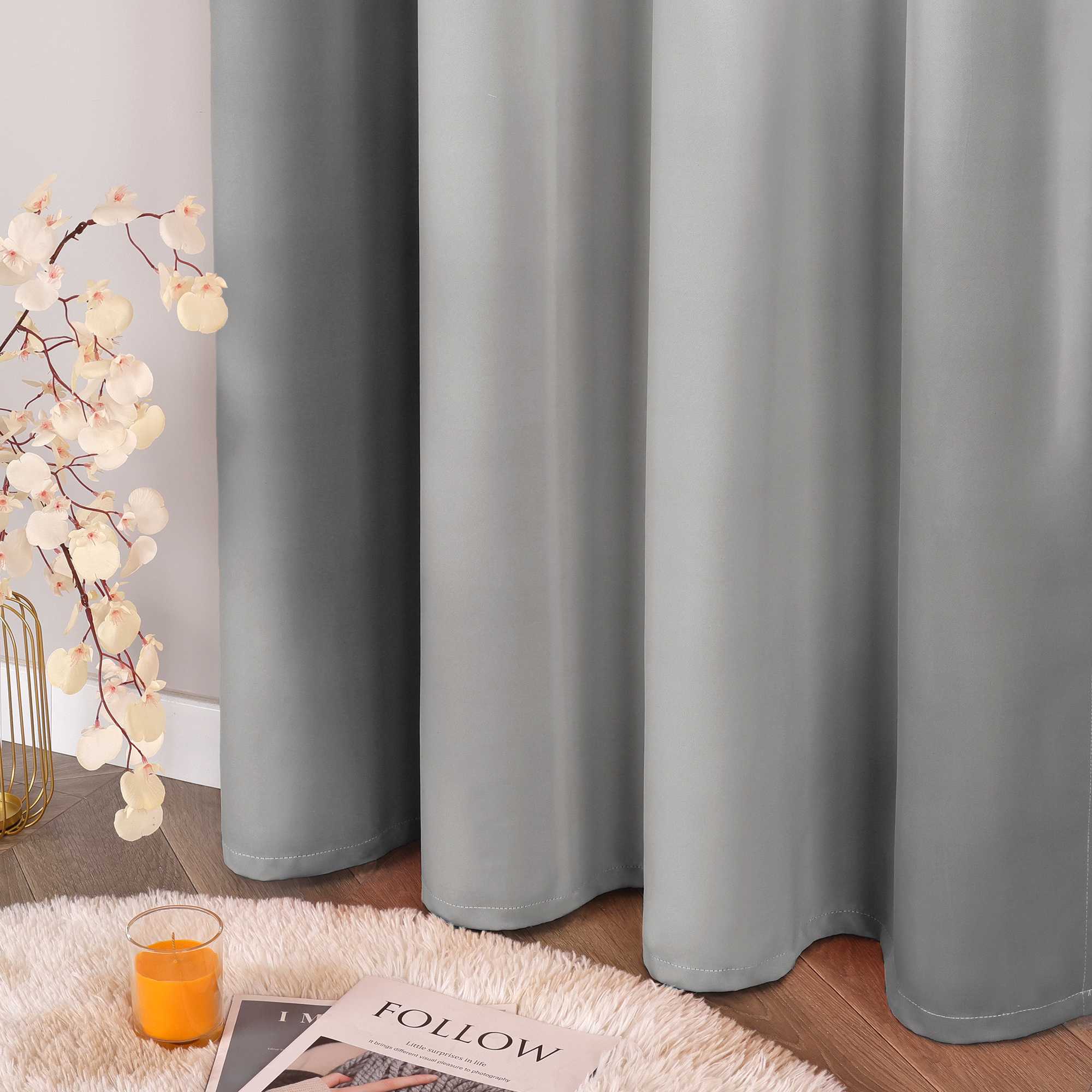 Blackout Curtain with Gradient Grommet Curtain Panel 1 Piece - Green, H x W 145 x 135cm