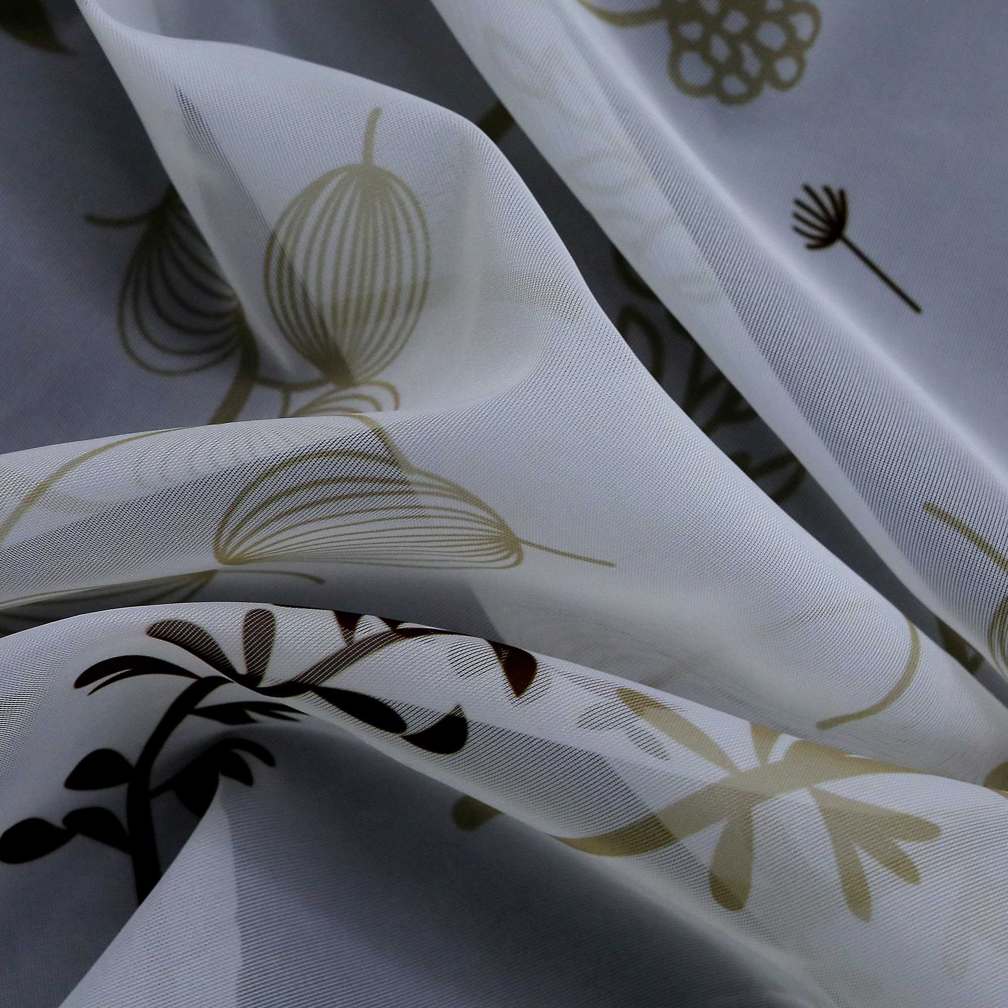 Roman Shade with Tab-Top Hanging with Chinese-Lantern Flower Pattern Semi-Sheer