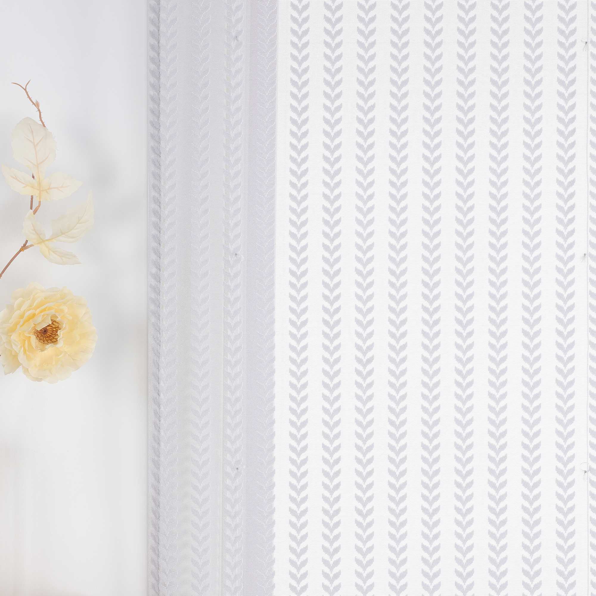 Roman Shade Sheer with Cutout Leaf Pattern and Tab-Top Hanging - Gray, W x H 60 x 140cm