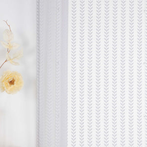 Roman Shade Sheer with Cutout Leaf Pattern and Tab-Top Hanging - Gray, W x H 60 x 140cm