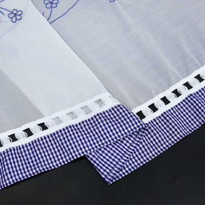 Cafe Curtains with Vintage Check Pattern Country Style Short 1 Piece - Blue, H x W 30 x 90cm
