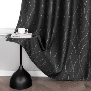Blackout Grommet Curtain with Silver Accents - Blue, H x W 145 x 140 cm