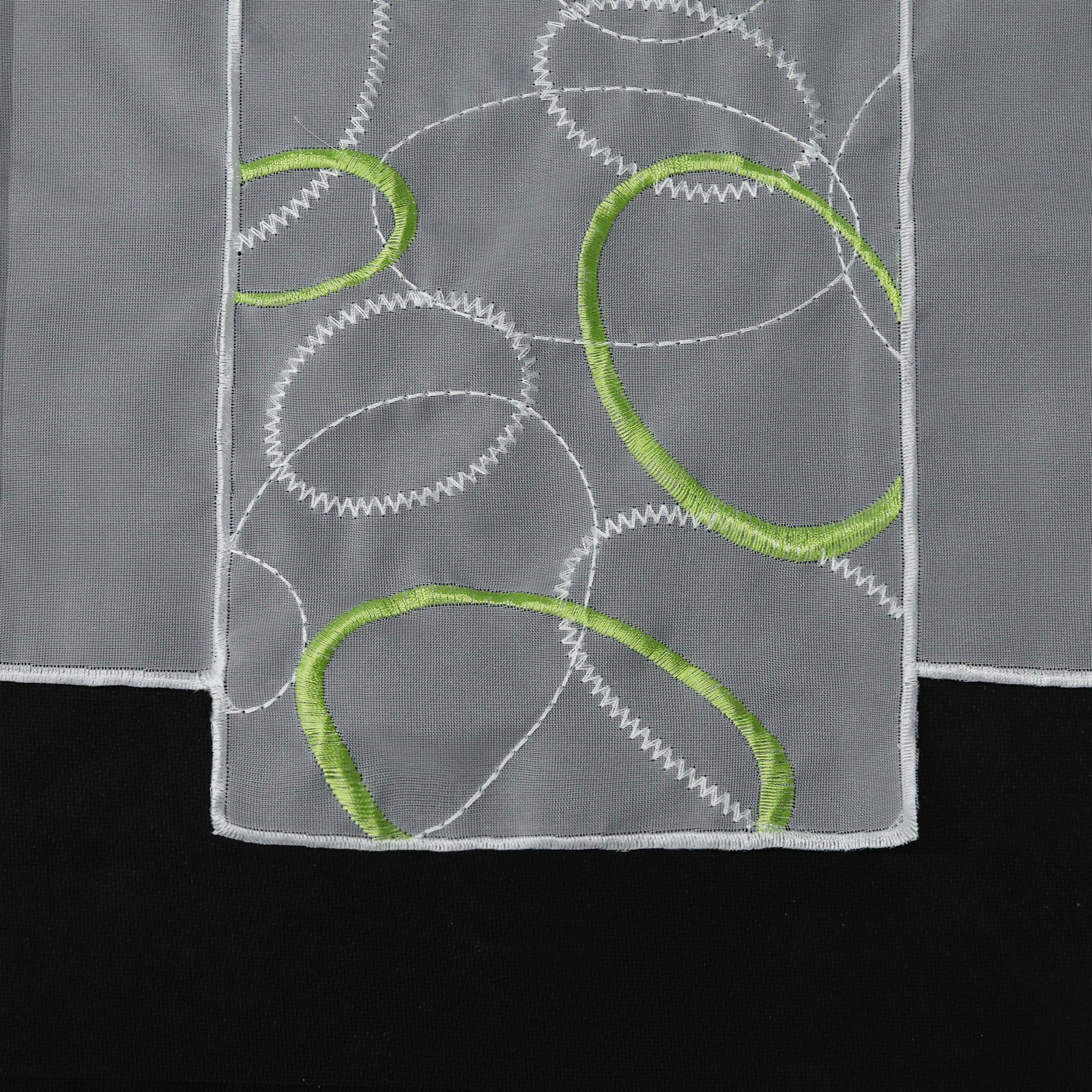 Cafe Curtain Sheer Circle Pattern Light-Filtering 1 Piece - Green, H x W 30 x 128cm