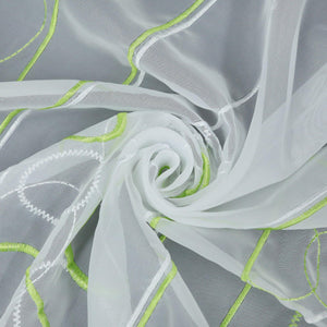 Cafe Curtain Sheer Circle Pattern Light-Filtering 1 Piece - Green, H x W 60 x 128cm