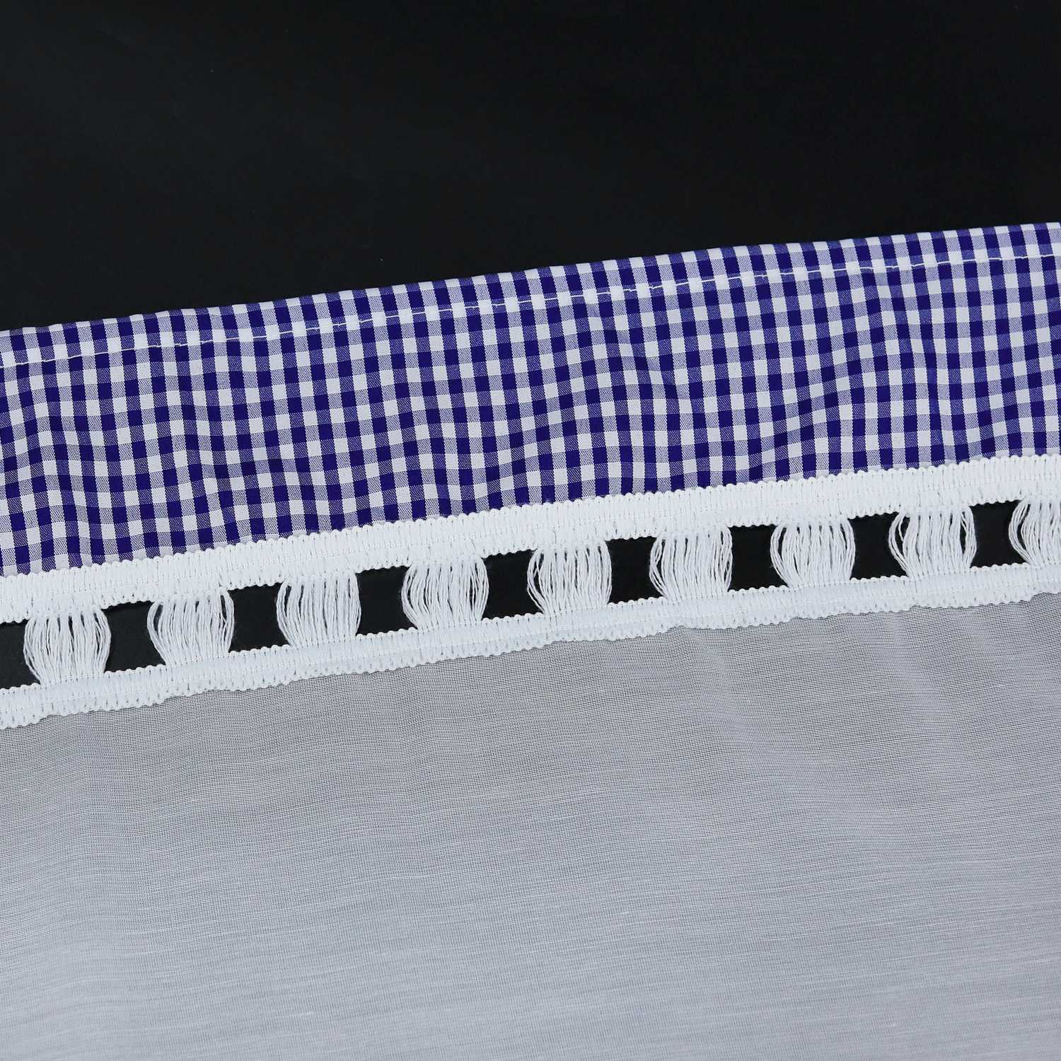 Cafe Curtains with Vintage Check Pattern Country Style Short 1 Piece - Blue, H x W 45 x 120cm