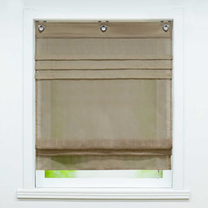 Roman Shade with U-Hooks Striped Pattern Solid Color 1 Piece - Beige, W x H 120 x 140cm