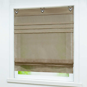 Roman Shade with U-Hooks Striped Pattern Solid Color 1 Piece - Beige, W x H 140 x 140cm
