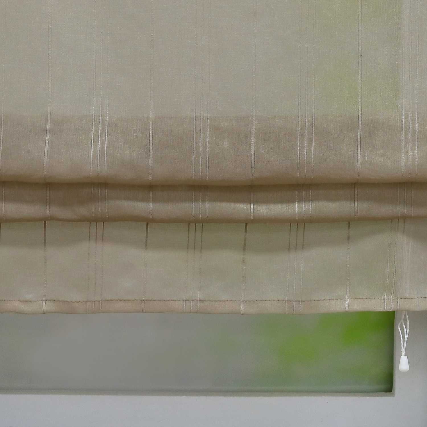 Roman Shade with U-Hooks Striped Pattern Solid Color 1 Piece - Brown, W x H 60 x 140cm