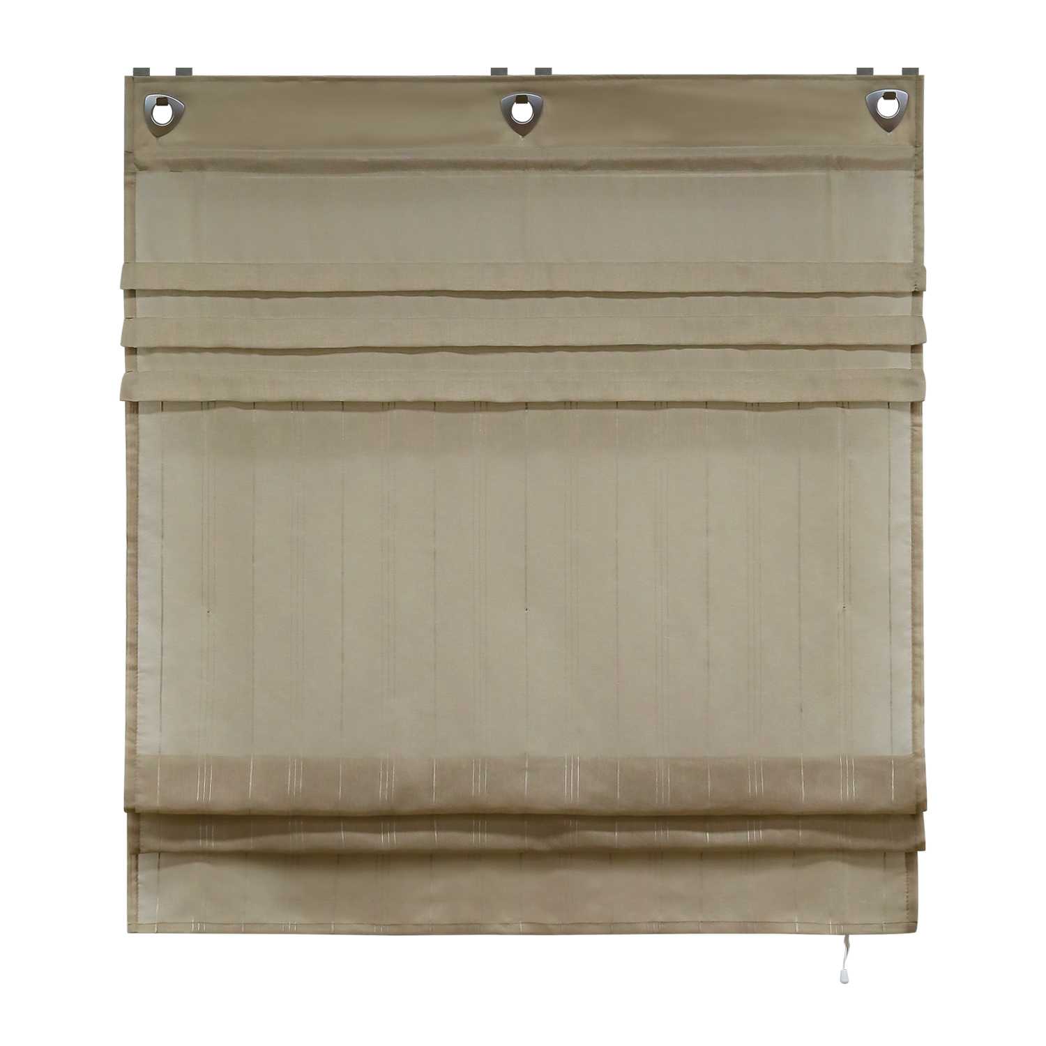 Roman Shade with U-Hooks Striped Pattern Solid Color 1 Piece - Brown, W x H 100 x 140cm