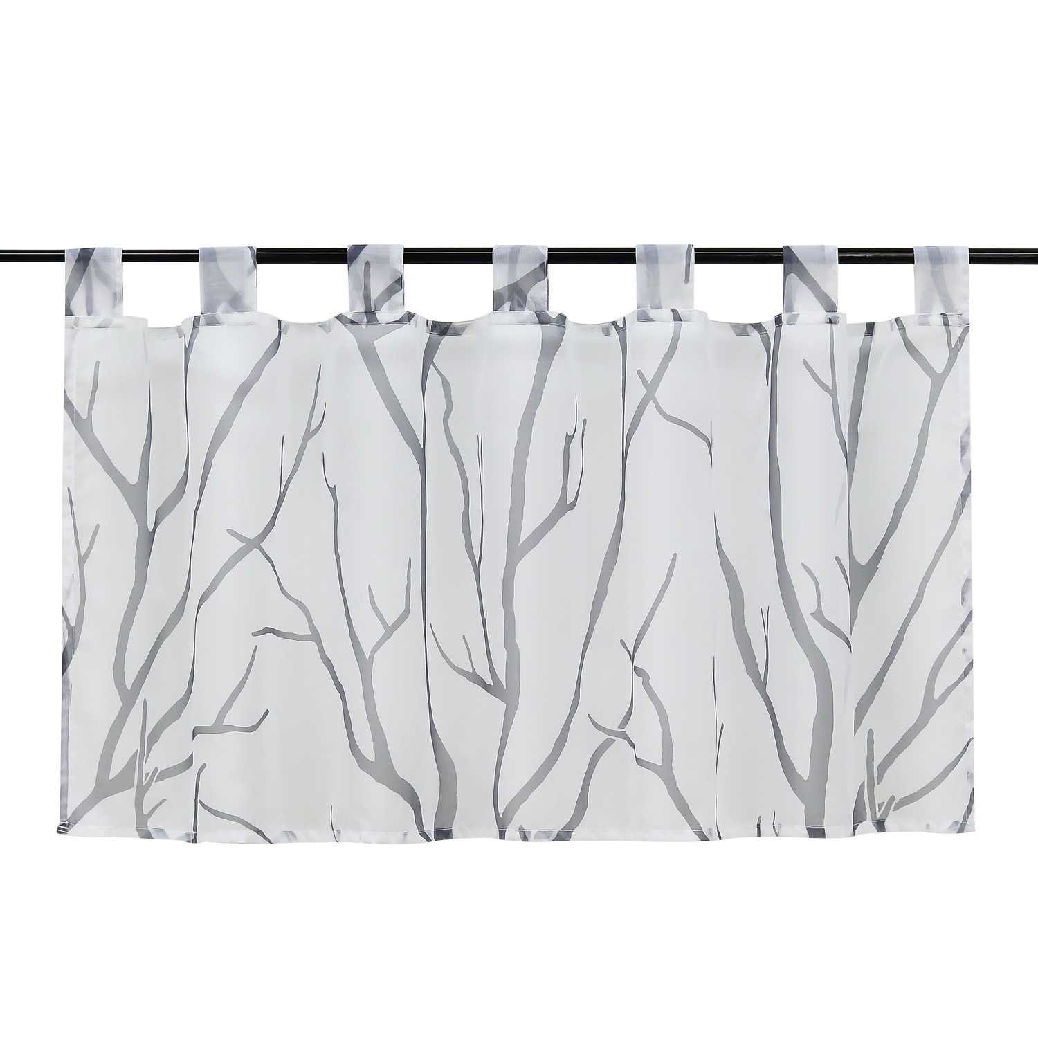 Cafe Curtain Semi-Sheer with Pattern 1 Piece - White, H x W 45 x 120cm