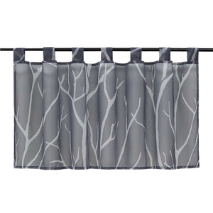 Cafe Curtain Semi-Sheer with Pattern 1 Piece - Gray, H x W 45 x 120cm