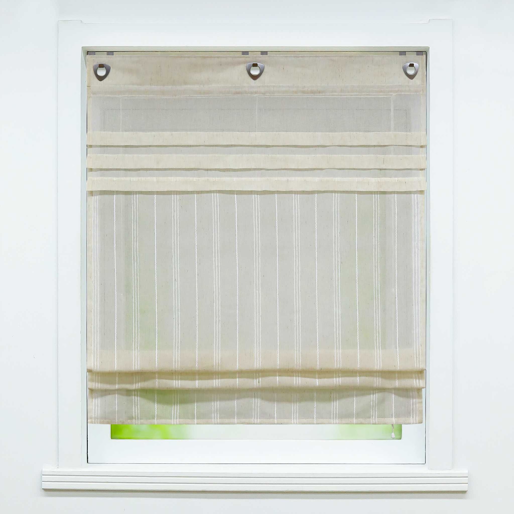 Roman Shade with U-Hooks Striped Pattern Solid Color 1 Piece
