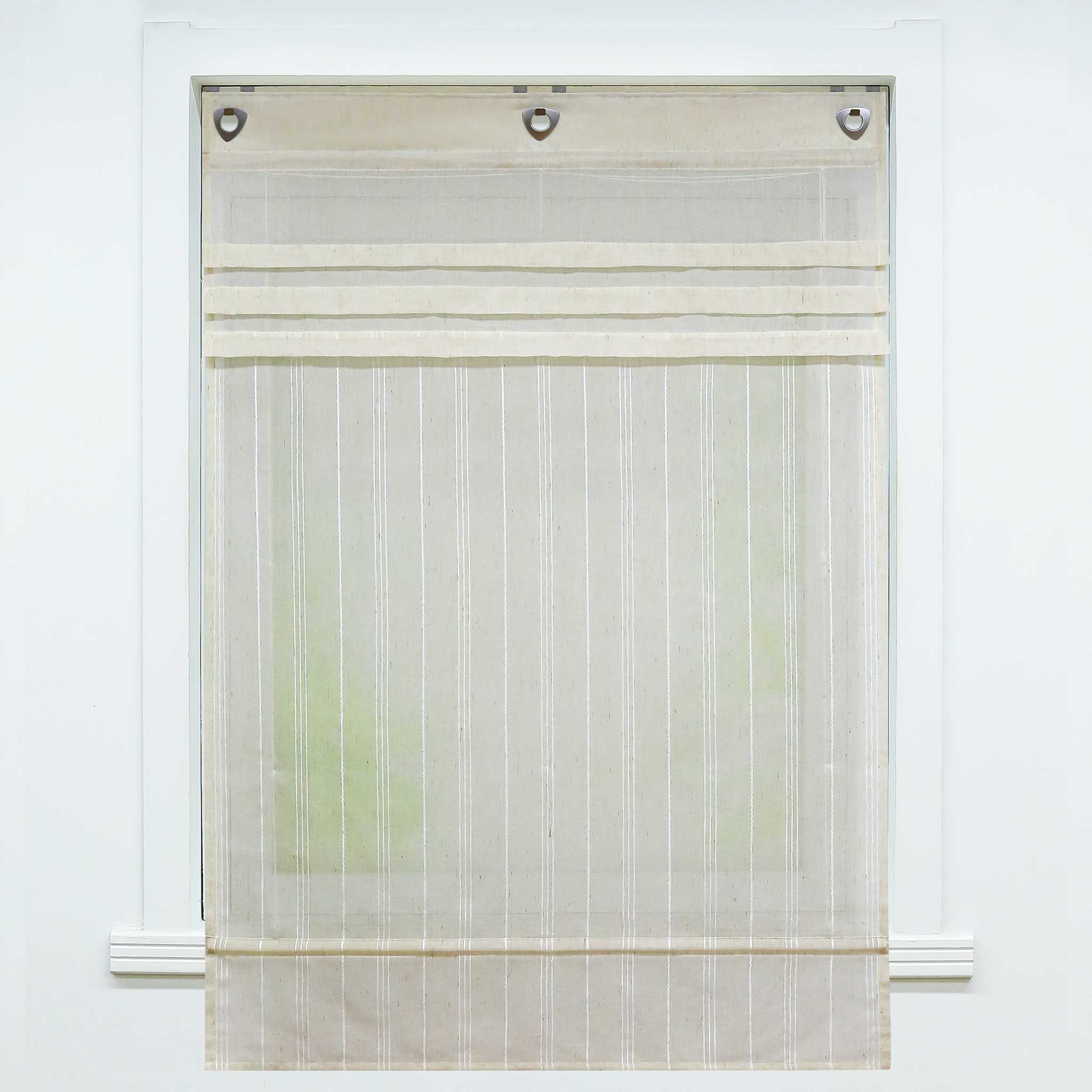 Roman Shade with U-Hooks Striped Pattern Solid Color 1 Piece