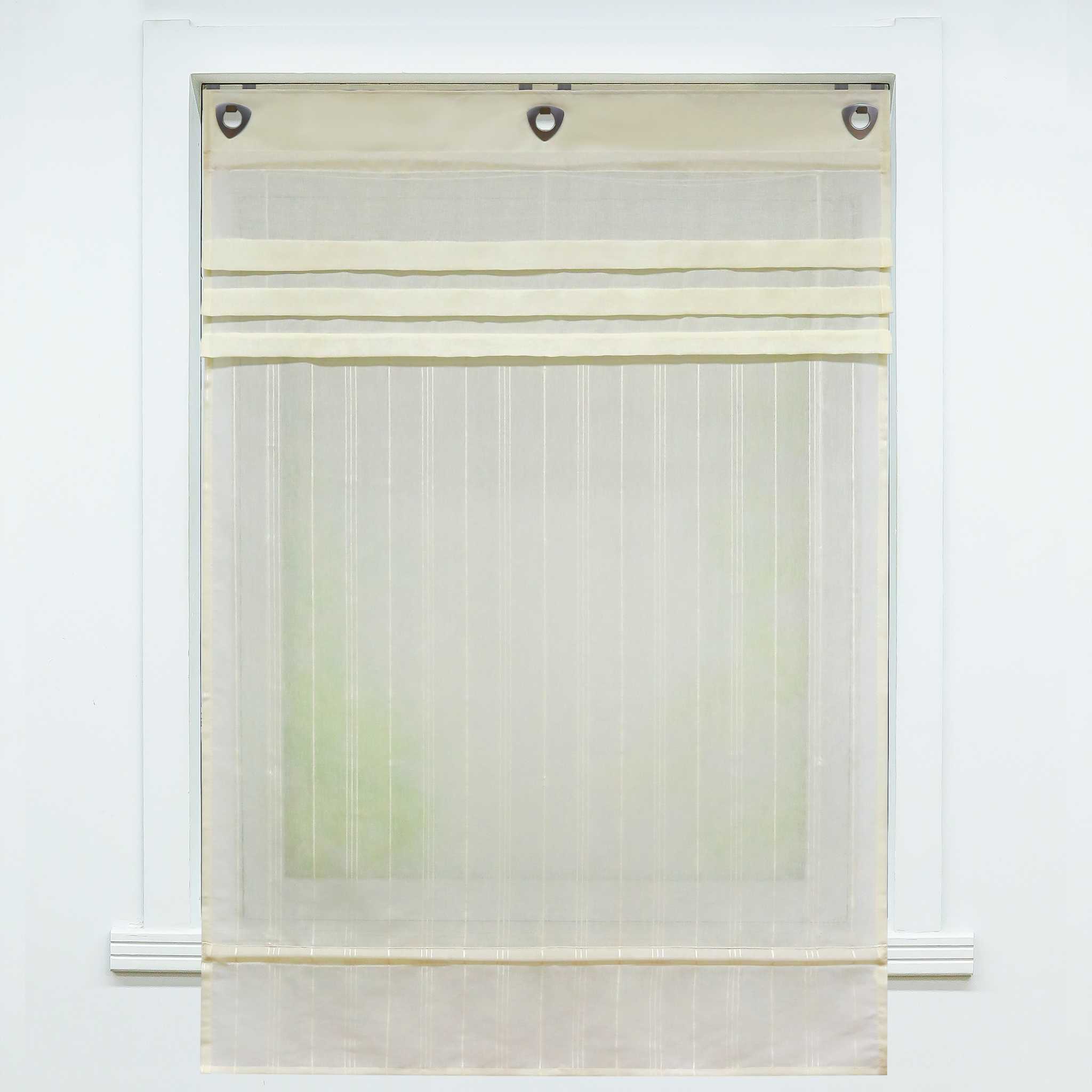 Roman Shade with U-Hooks Striped Pattern Solid Color 1 Piece - Gray, W x H 120 x 140cm