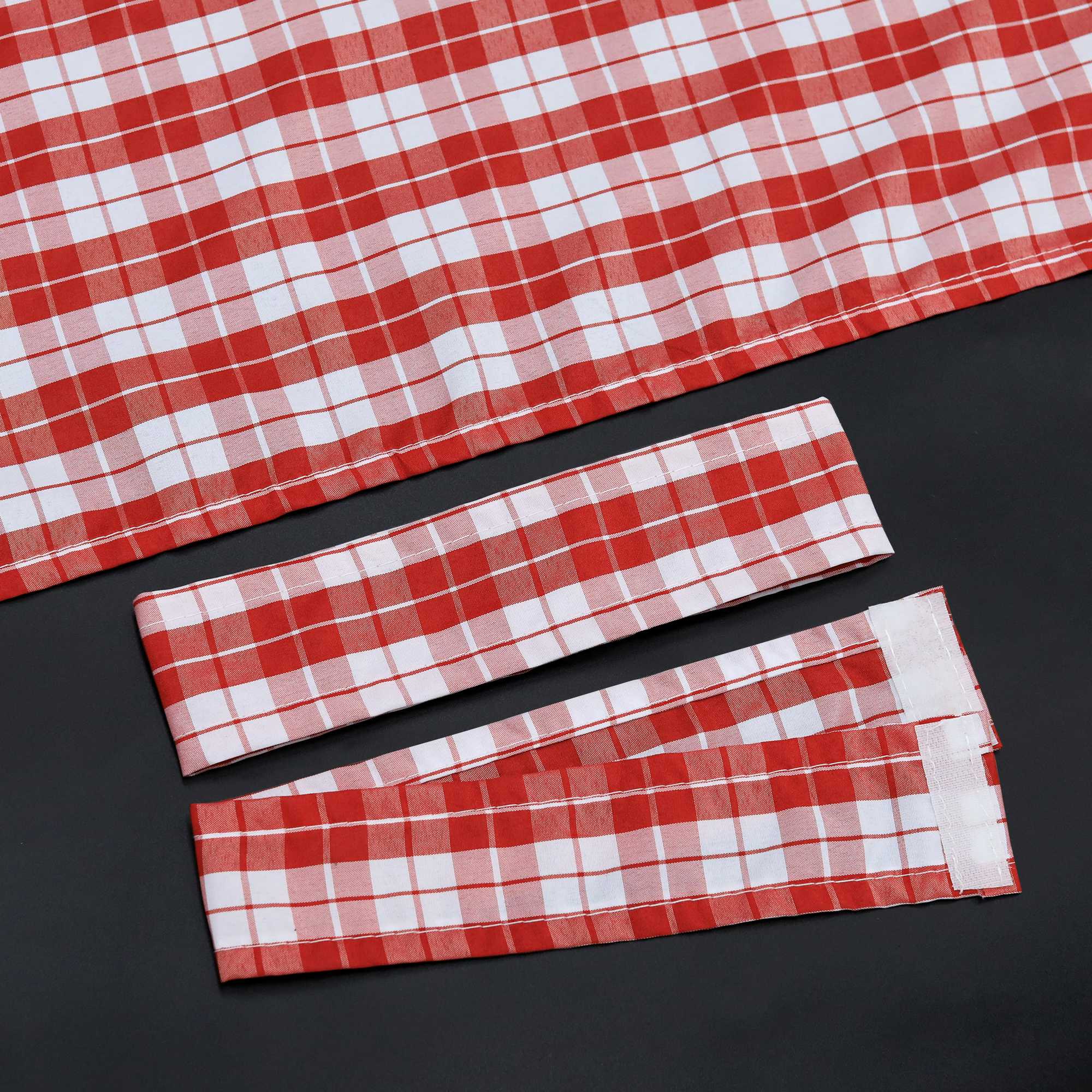 Cafe Curtains in Country Style with Check Pattern Set of 2 - Blue, W x H 80 x 145cm