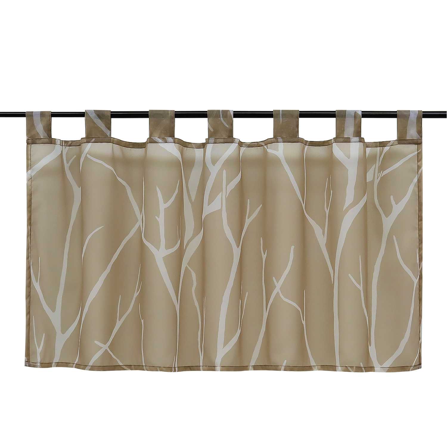Cafe Curtain Semi-Sheer with Pattern 1 Piece - Brown, H x W 45 x 90cm