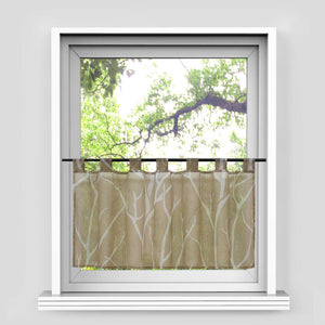 Cafe Curtain Semi-Sheer with Pattern 1 Piece - Gray, H x W 60 x 140cm