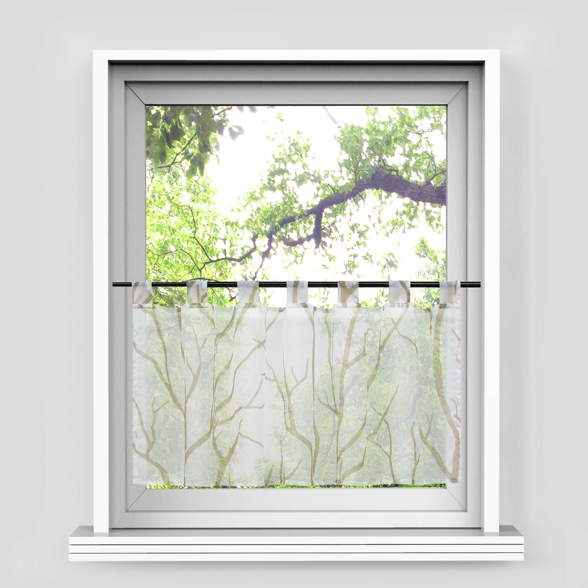 Cafe Curtain Semi-Sheer with Pattern 1 Piece - Sand, H x W 45 x 120cm