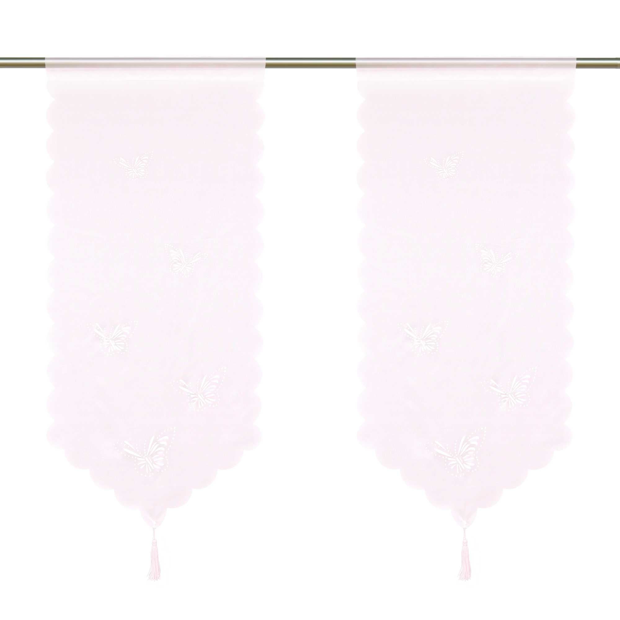 Cafe Curtain with Butterfly Design Triangular Hem 1 Piece - Pink, W x H 80 x 150cm