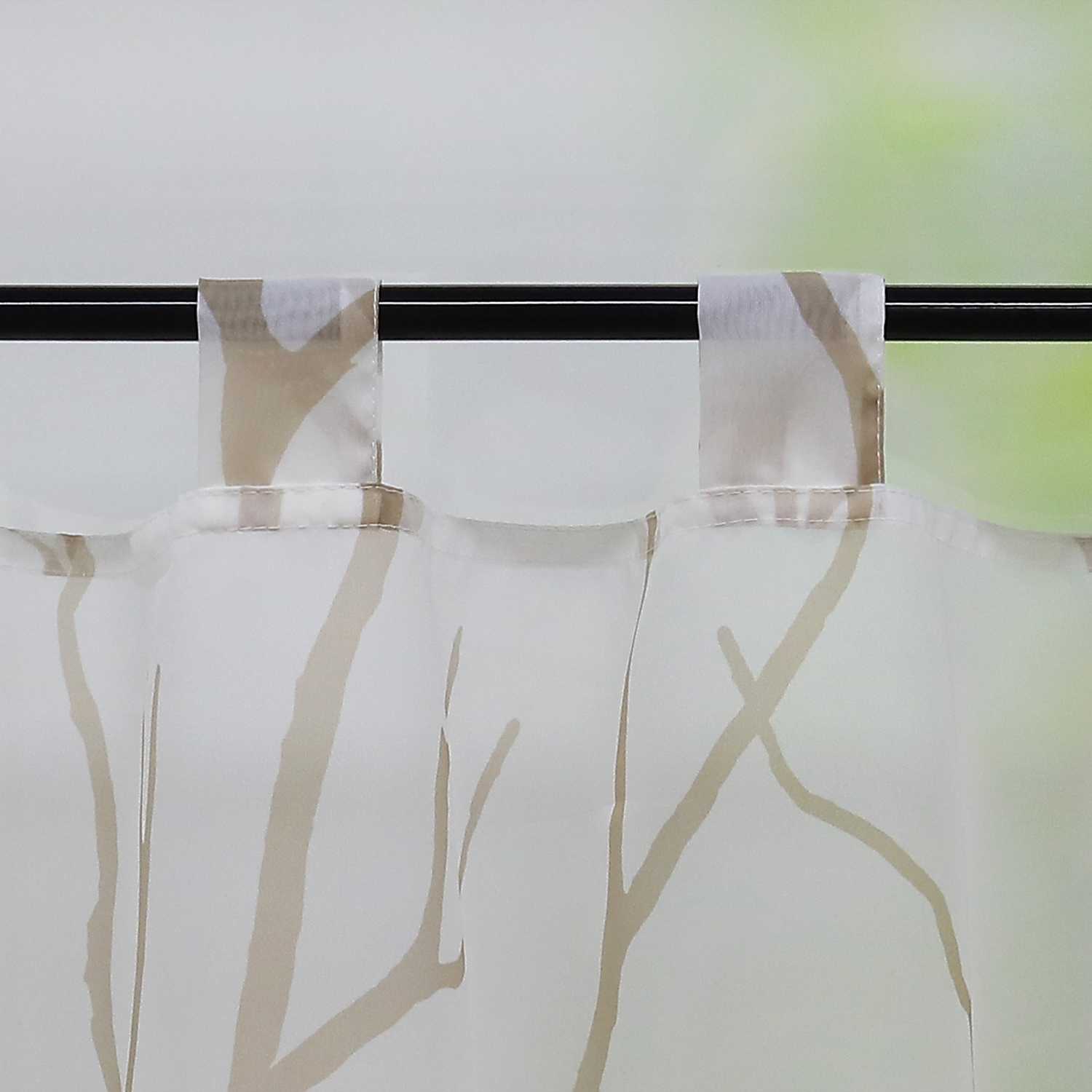 Cafe Curtain Semi-Sheer with Pattern 1 Piece - Sand, H x W 60 x 90cm