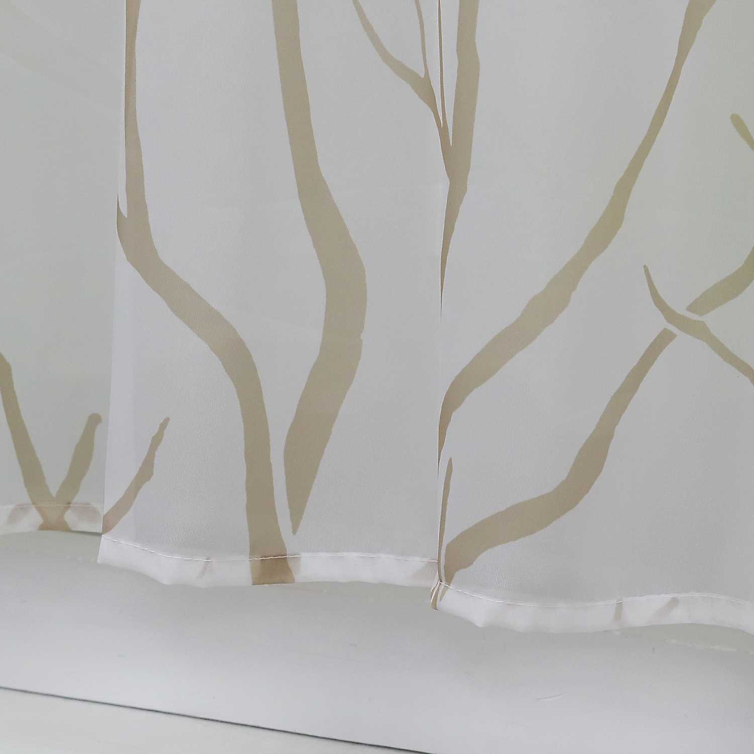 Cafe Curtain Semi-Sheer with Pattern 1 Piece - Sand, HxH 60 x 120cm