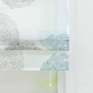 Roman Shade with U-Hooks Height-Adjustable with Tree-Ring Pattern 1 Piece - Blue, H x W 140 x 140cm