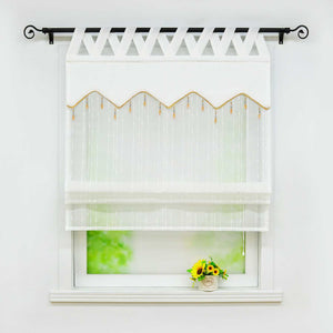 Roman Shade with Decorative Valance and Embroidery 1 Piece