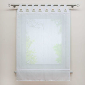 Roman Shade Tab-Top Curtain with V-Shaped Tab Tops Solid Color Decorative Folds Height-Adjustable 1 Piece