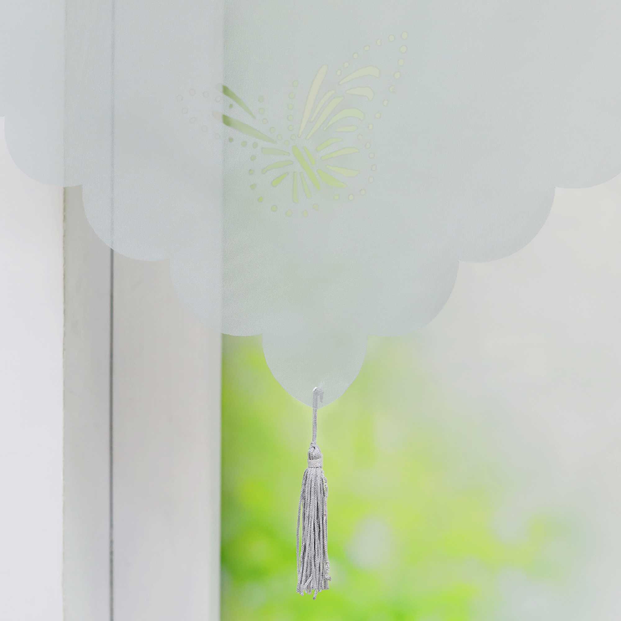 Cafe Curtain with Butterfly Design Triangular Hem 1 Piece - Blue, W x H 40 x 90cm