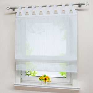 Roman Shade Tab-Top Curtain with V-Shaped Tab Tops Solid Color Decorative Folds Height-Adjustable 1 Piece - White, W x H 80 x 140cm