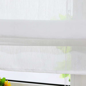 Roman Shade Tab-Top Curtain with V-Shaped Tab Tops Solid Color Decorative Folds Height-Adjustable 1 Piece - White, W x H 100 x 140cm