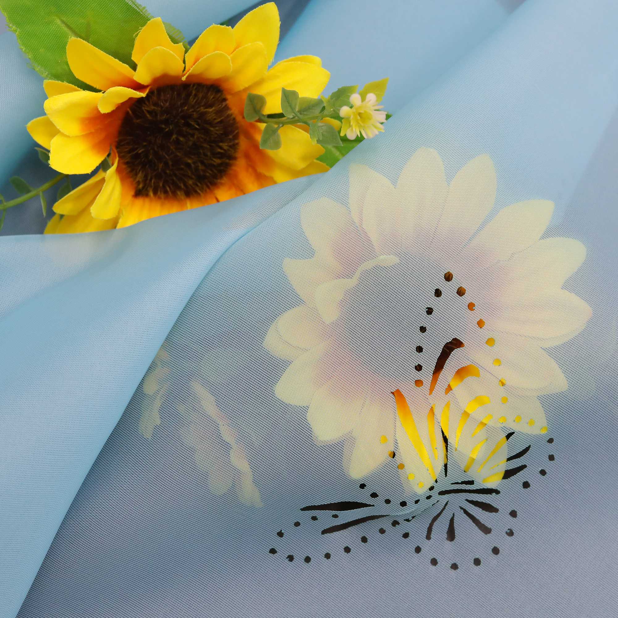 Cafe Curtain with Butterfly Design Triangular Hem 1 Piece - Green, W x H 80 x 150cm