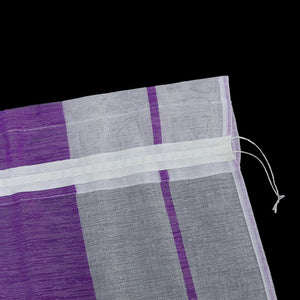 Cafe Curtain Gatherable White Stripe Pattern Semi-Sheer 1 Piece - Purple, W x H 145 x 60cm