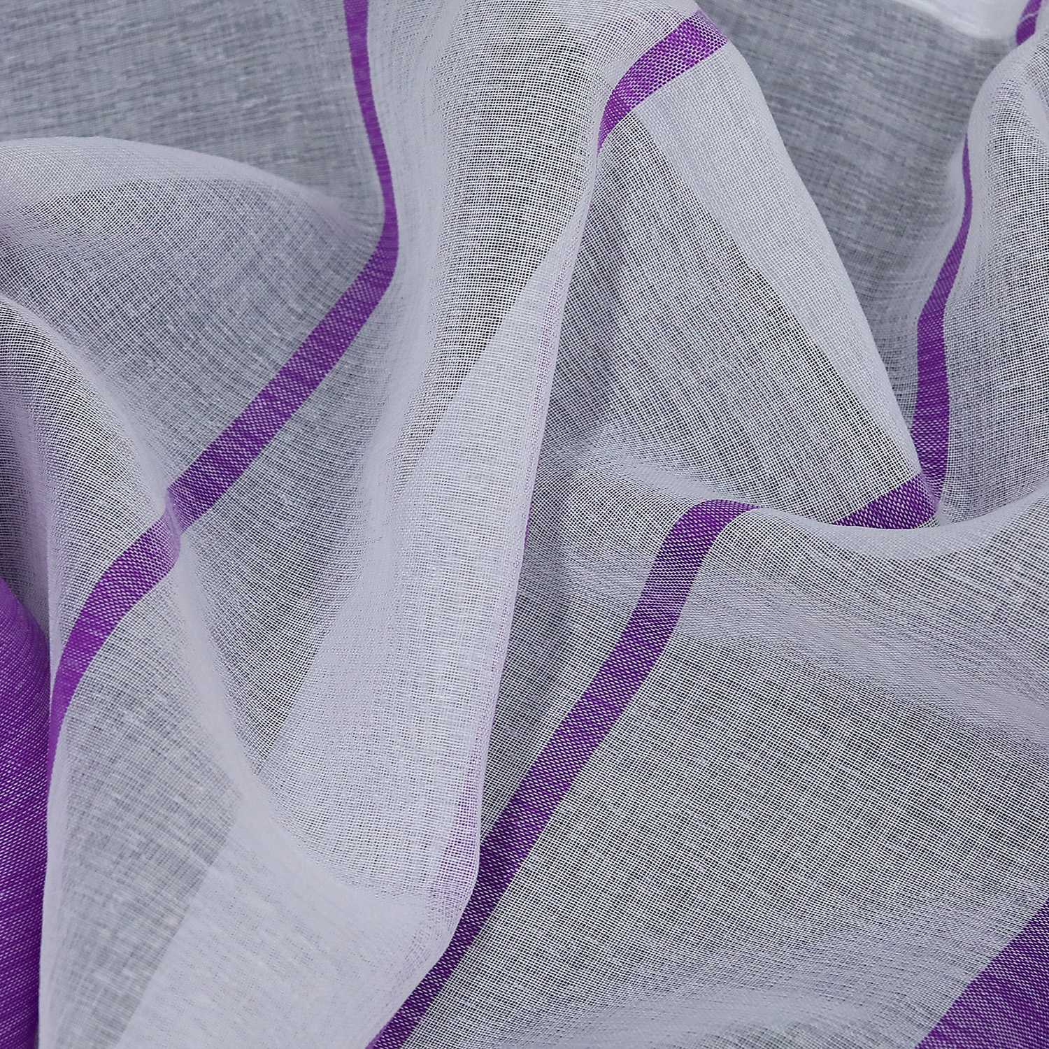 Cafe Curtain Gatherable White Stripe Pattern Semi-Sheer 1 Piece - Brown, W x H 120 x 30cm
