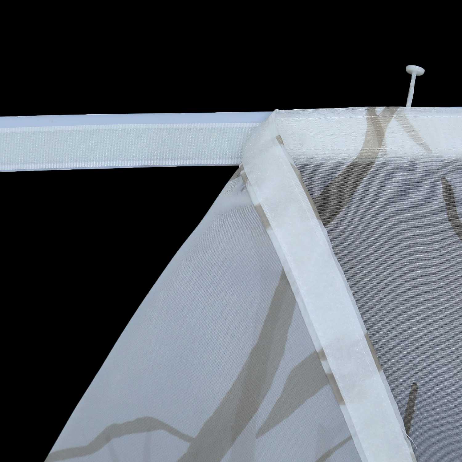 Tab-Top Curtain Panel with Branch Pattern Light-Filtering Set of 2 - Gray, H x W 225 x 57 cm