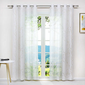 Curtain with Branch Pattern Light-Filtering Garden Style 1 Piece