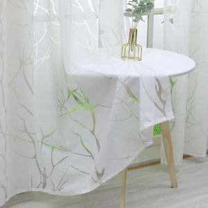 Curtain with Branch Pattern Light-Filtering Garden Style 1 Piece
