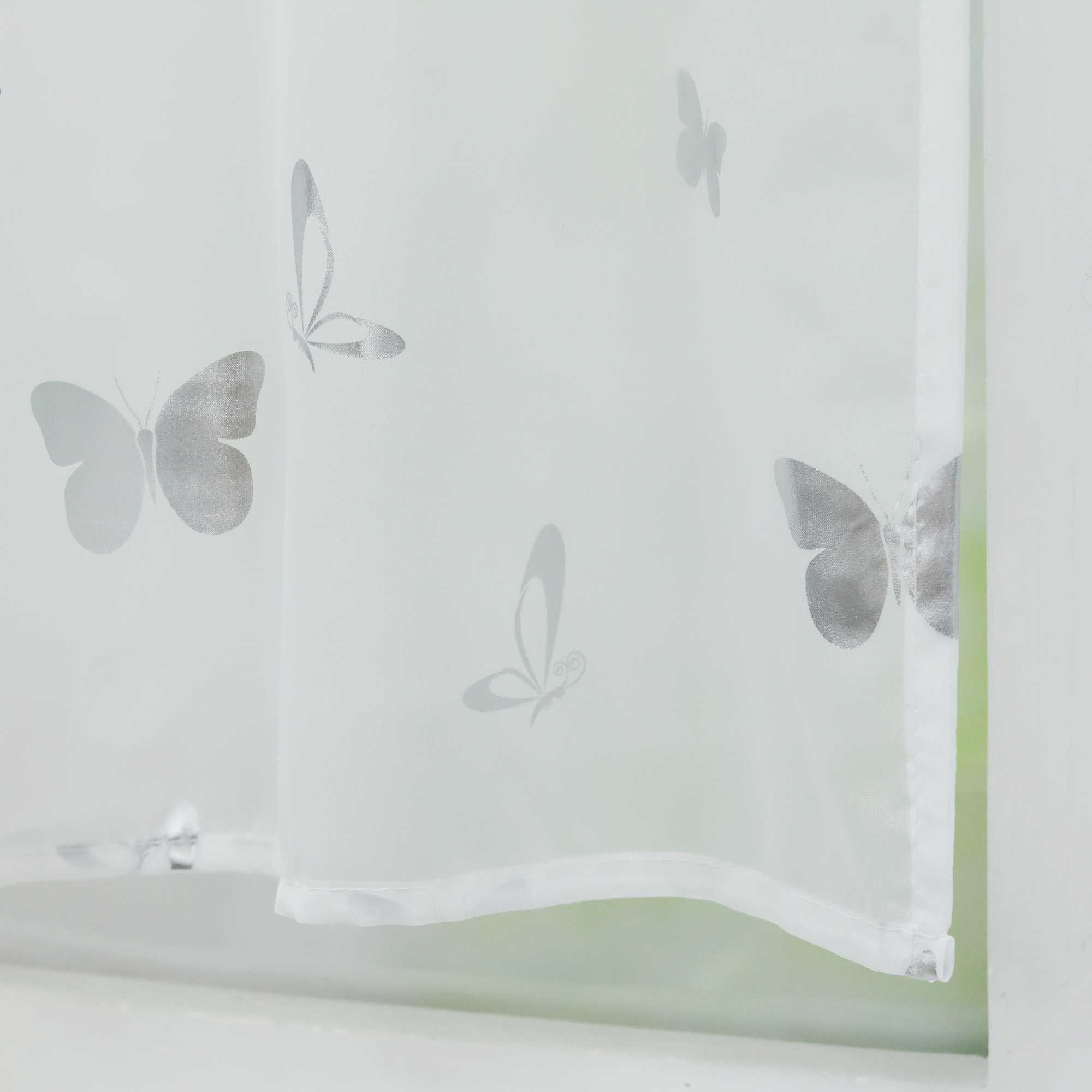 Cafe Curtain with Butterfly Shimmer Print Modern, Short - Gold, H x W 45 x 90cm