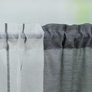 Cafe Curtain Gatherable White Stripe Pattern Semi-Sheer 1 Piece - Gray, W x H 120 x 45cm